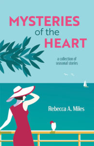 Cover of Mysteries of the Heart featuring an illustration of a woman watching sail boats at a pier